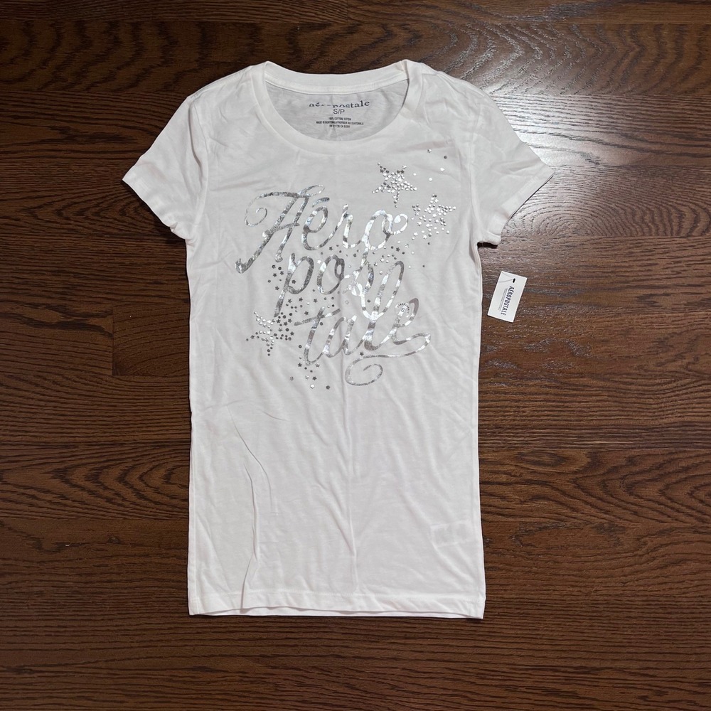 y2k deadstock aeropostale white snowflake graphic baby tee small